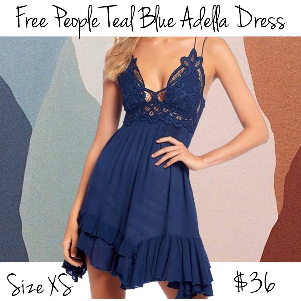 Free People Teal Blue Adella Dress XS SOLD de pop